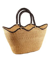 Handmade in Ghana Handgevlochten Bolga tas - wave