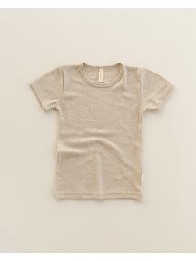Unaduna Shirt short sleeves rib wol/zijde - maca