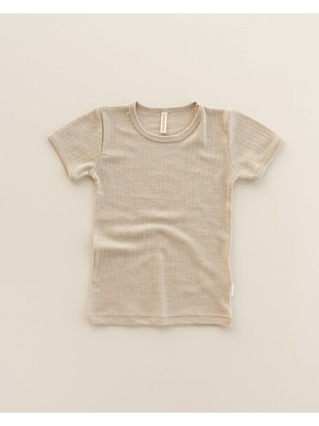 Unaduna Shirt short sleeves rib wol/zijde - maca
