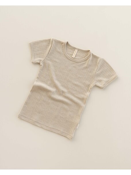 Unaduna Shirt short sleeves rib wol/zijde - maca