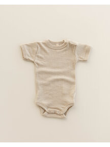 Unaduna Rompertje short sleeves rib wol/zijde - maca