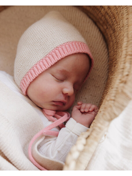 Hvid Mutsje van merino wol - cream /bubblegum