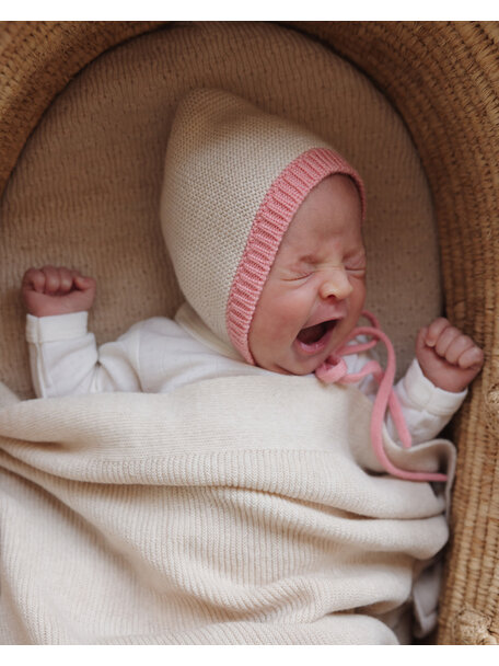 Hvid Mutsje van merino wol - cream /bubblegum