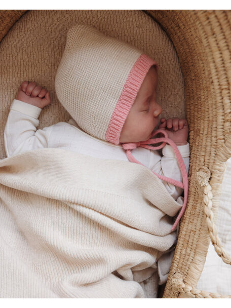 Hvid Mutsje van merino wol - cream /bubblegum