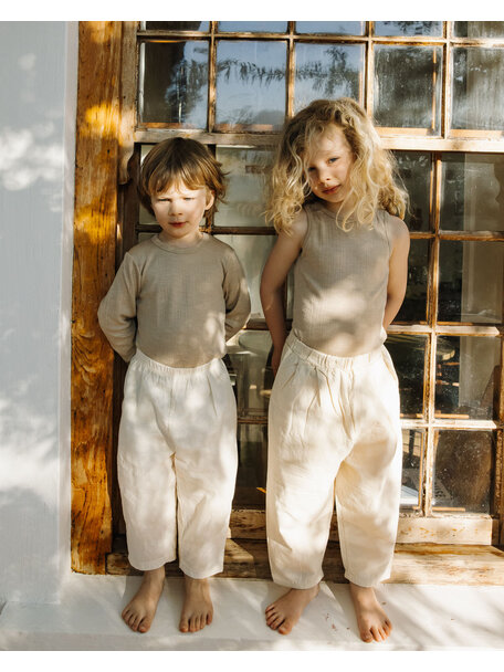 Unaduna Kinderhemd rib wol/zijde - maca