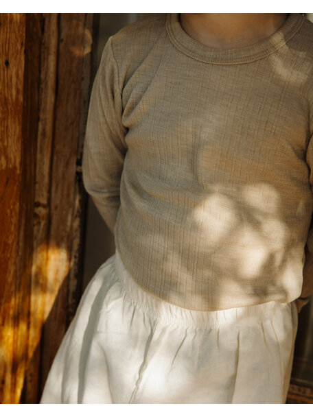 Unaduna Shirt longsleeves rib wol/zijde - maca