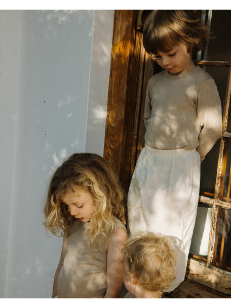 Unaduna Shirt longsleeves rib wol/zijde - maca