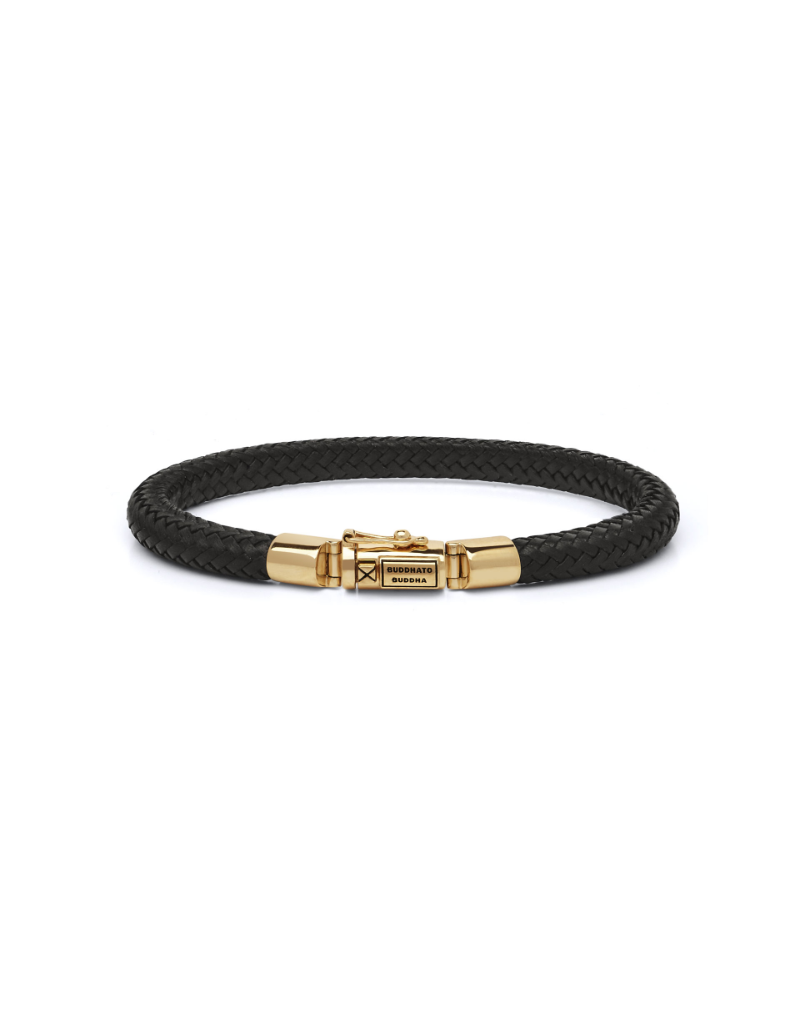 Buddha to Buddha Gold G003 - Bennet Leather Gold Bracelet 14 krt