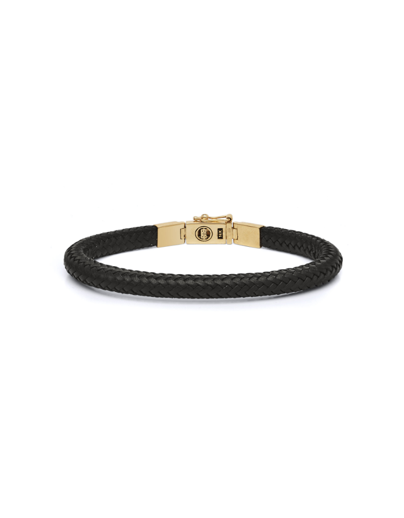 Buddha to Buddha Gold G003 - Bennet Leather Gold Bracelet 14 krt