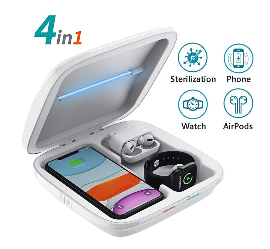 Phone sterilizer with wireless charger