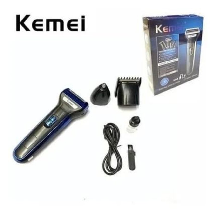 Kemei KM-6333 3-in-1 Draadloze Tondeuse & Trimmer Set – Oplaadbaar | Inclusief Neus- en Baardtrimmer-1