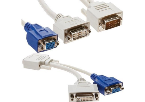 DVI-I naar DVI-D & VGA Splitter Kabel – 20cm | Dual Monitor Y-Splitter – Voor PC & Videokaarten – Zwart 