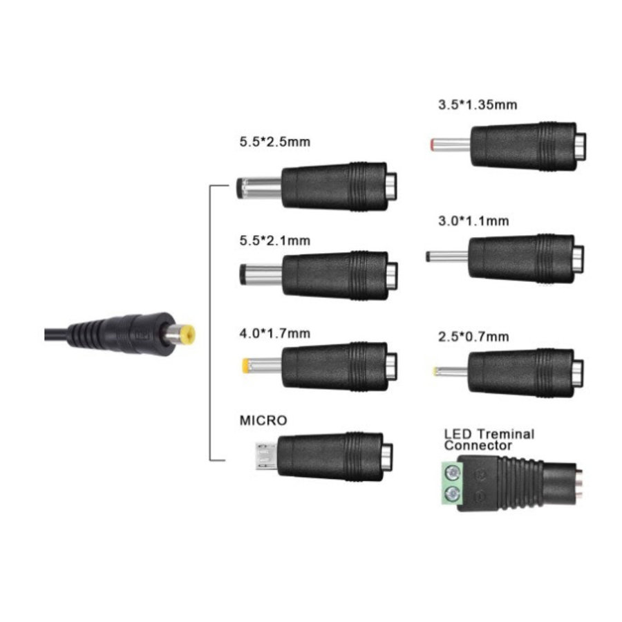 Zazitec Universele Adapter 30W 3V-12V 2.5A met usb en 8 connectors-3