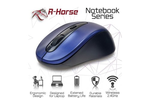 RF-2804B R-horse Wireless Mouse | 2.4 Ghz draadloos | Blue/Zwart 