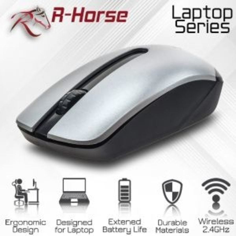 RF-2804B R-horse Wireless Mouse | 2.4 Ghz draadloos | Grijs/Zwart-1