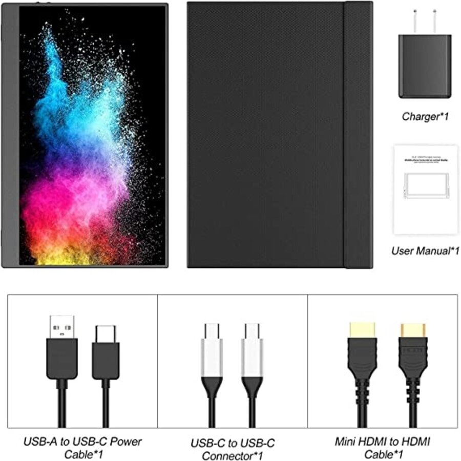 GICHAT Portable Monitor - 15.8 inch - Full HD - USB-C - Draagbare monitor-5