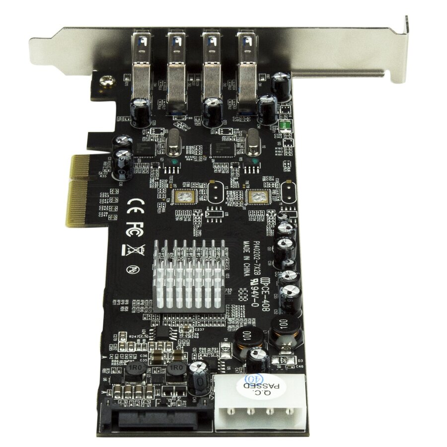 4 Port PCI Express (PCIe) SuperSpeed USB 3.0 Adapterkaart met 2 Dedicated 5Gbps Channels - UASP - SATA / LP4 Power-3