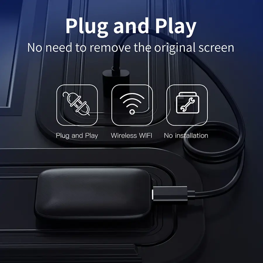 Zazitec ZT-C2C01 Wireless Smart Apple CarPlay AI Box dongle met Android systeem, YouTube, Netflix, draadloze CarPlay en Android Auto ondersteuning-4