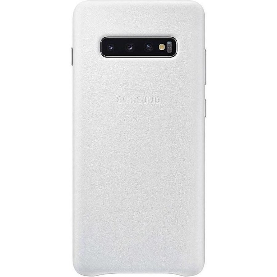 Samsung S10+ Leather Cover White-1