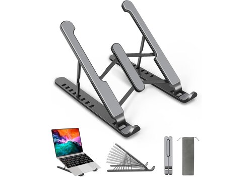 Laptopstandaard 8-traps Verstelbaar en Opvouwbaar - Ergonomisch - 10-15,6 inch laptops, tablets en notebooks 