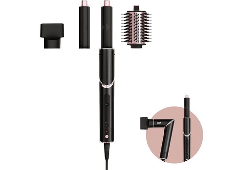 Shark FlexStyle 3-in-1 Föhn en Multistyler - Airstyler, Concentrator, Volumeborstel - met Reisetui - Zwart/Rose - HD424EU 