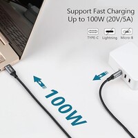 thumb-USB-C naar USB-C 100W Power Delivery kabel 2 meter E-Marker snellaad kabel geschikt voor laptop, tablet en smartphone USB-C data en oplaadkabel-2