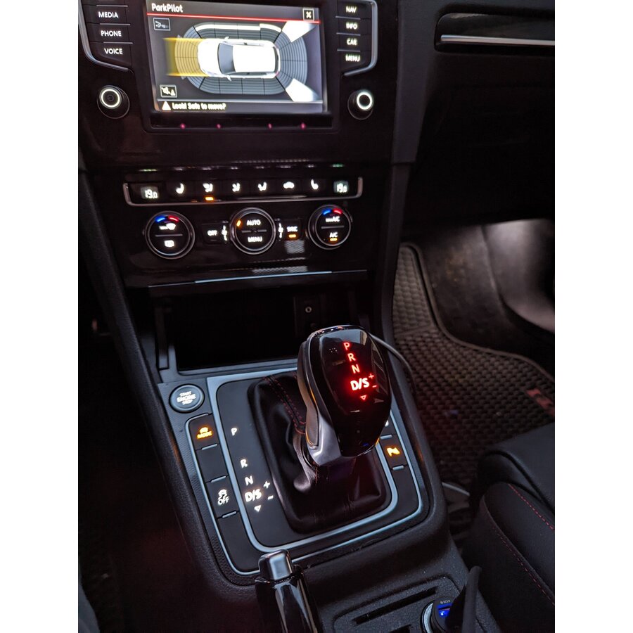 LED Verlichte DSG Pook knop geschikt voor VW/SEAT/AUDI/SKODA - AUTOMAAT - ZILVER - ROOD LICHT-1