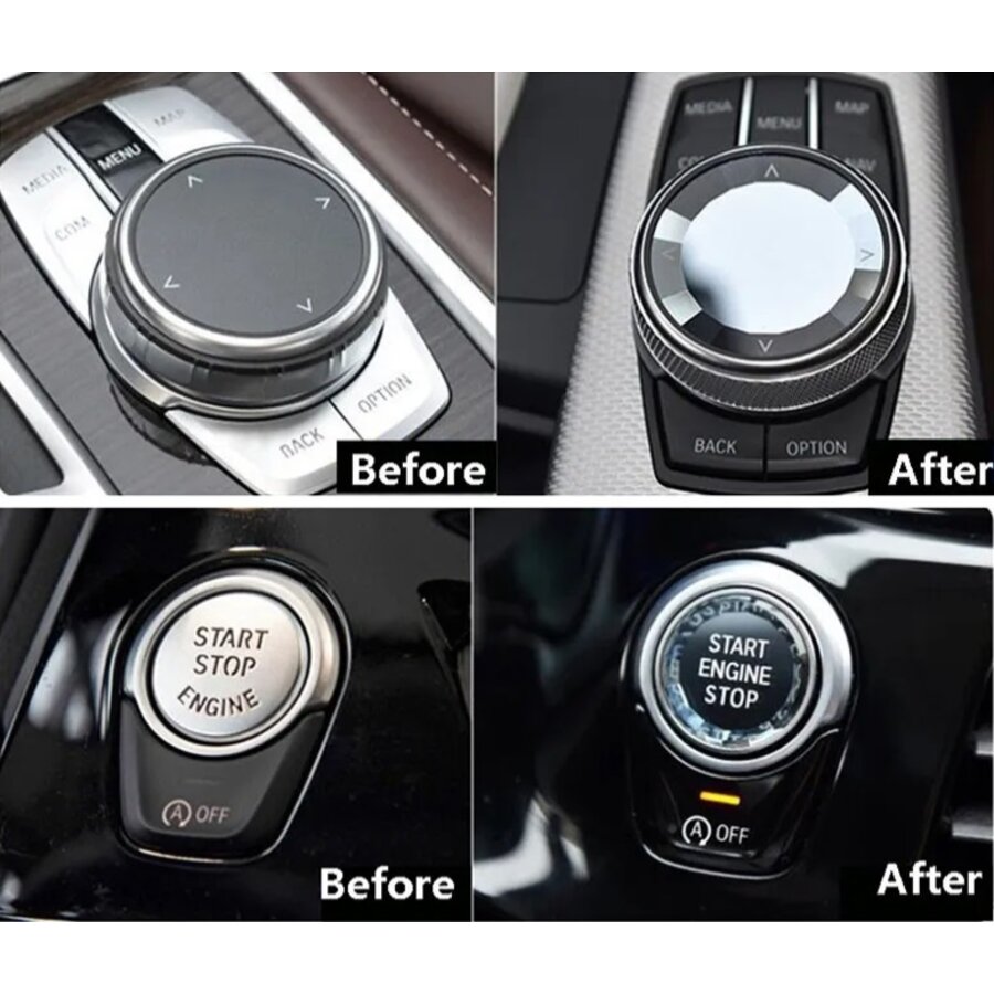 Luxe Kristallen Pook knop geschikt voor BMW 5/5GT/6/7-Serie 2010-2017 F10/F18/F11 F06/F12/F13 F01/F02 - M Look-4