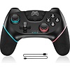 Zazitec Draadloze Pro Controller voor Nintendo Switch Bluetooth gamepad joystick met dual shock, gyro motion control, turbo functie en oplaadbare batterij compatibel met Switch, Switch OLED en PC