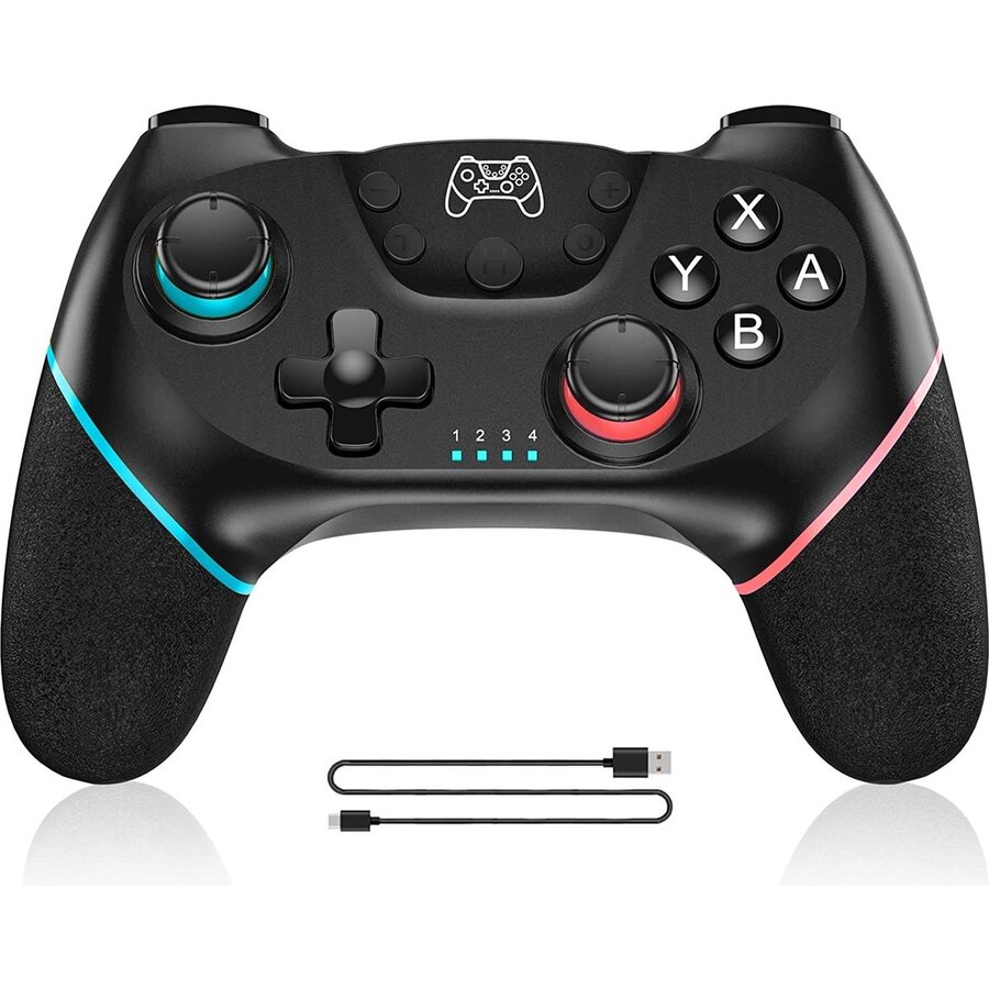 Draadloze Pro Controller geschikt voor Switch, Bluetooth Gamepad Remote Joypad Joystick met Turbo Dual Shock Gyro as (zwart)-1