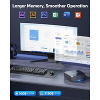 thumb-NiPoGi Mini PC 16GB RAM, 12th Gen Intel Alder Lake-N100 (tot 3.4GHz), 512GB SSD, Windows 11 Pro, Dual Display (2x HDMI), WiFi 5, BT 4.2, Gigabit Ethernet-4
