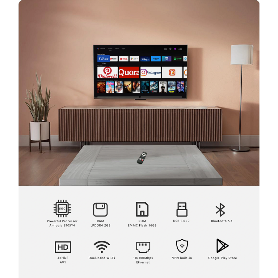 Zgemma AIRBOX Y1 4K HDR Android TV Box - TVApp - UHD - Google Assistant - Chromecast - Dual-Band WiFi 5 - Netflix, Prime Video, Disney+, Youtube, IPTV etc.-4