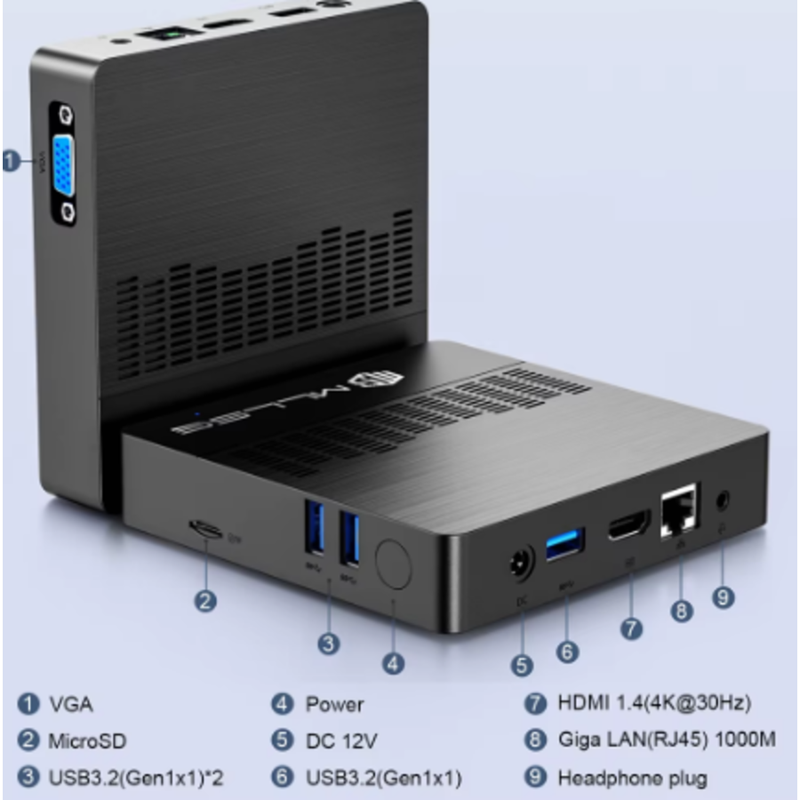 MLLSE M2 AIR Mini PC | Intel® Celeron® N4000 | 6GB RAM | 128GB eMMC | Windows 11 Pro |-2