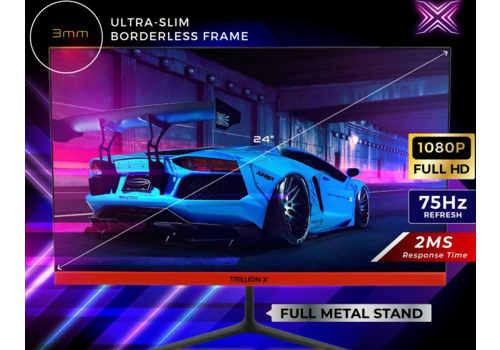 TRILLION-X LCD 24" DX238A1 Monitor - 75Hz - 2ms - Full HD - Ultra Slim IPS Design 