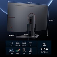 thumb-Zazitec 32-inch Gebogen Gaming Monitor - 2K QHD - 170Hz - 1ms - HDR10 - AdaptiveSync - Eye Care-6