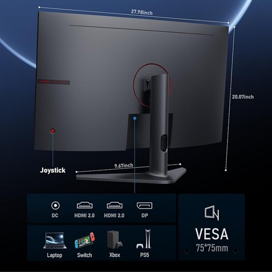 Zazitec 32-inch Gebogen Gaming Monitor - 2K QHD - 170Hz - 1ms - HDR10 - AdaptiveSync - Eye Care-6