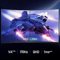 thumb-Zazitec 32-inch Gebogen Gaming Monitor - 2K QHD - 170Hz - 1ms - HDR10 - AdaptiveSync - Eye Care-3