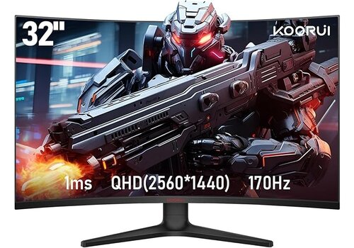 Zazitec 32-inch Gebogen Gaming Monitor - 2K QHD - 170Hz - 1ms - HDR10 - AdaptiveSync - Eye Care 