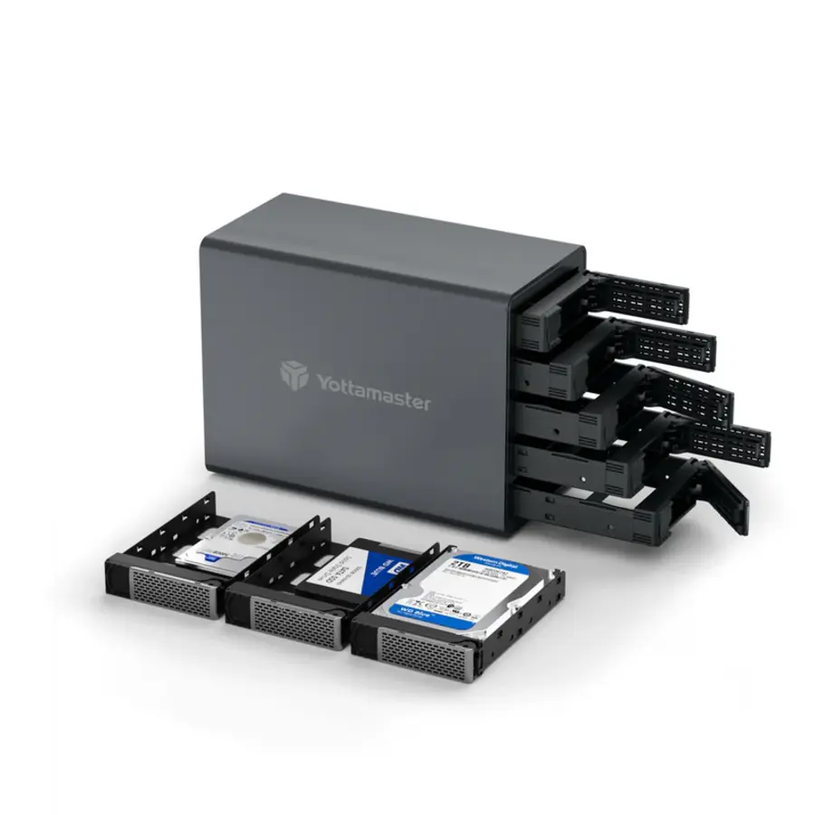 Yottamaster Y-Focus 5-Bay Externe Harde Schijf Behuizing - USB-C Daisy Chain - 270TB Opslag - 10Gbps Snelheid-3