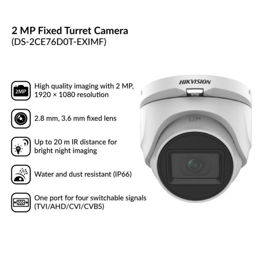 Hikvision DS-2CE76D0T-EXIMF – 2 MP Fixed Turret Camera​-4