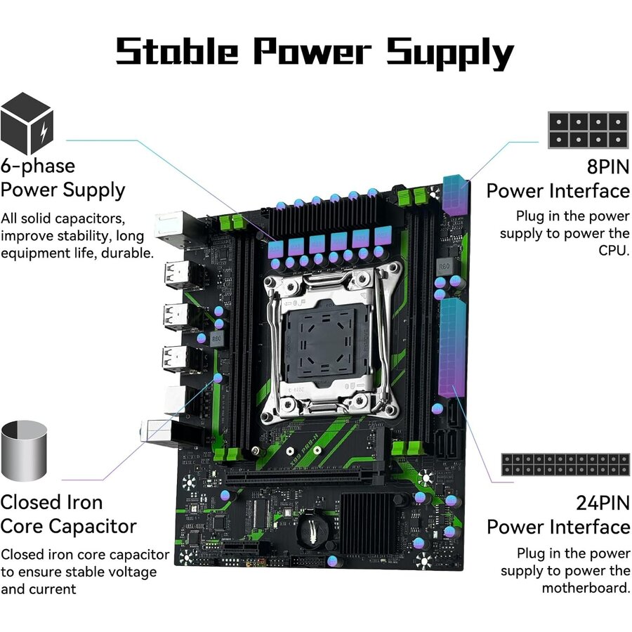Zazitec Machinist Esports Deluxe mATX Moederbord – Compatibel met Intel Xeon E5-2680 v4 (LGA2011-3)-8