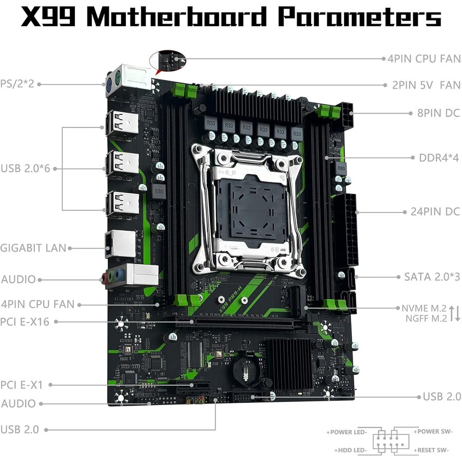 Zazitec Machinist Esports Deluxe mATX Moederbord – Compatibel met Intel Xeon E5-2680 v4 (LGA2011-3)-7