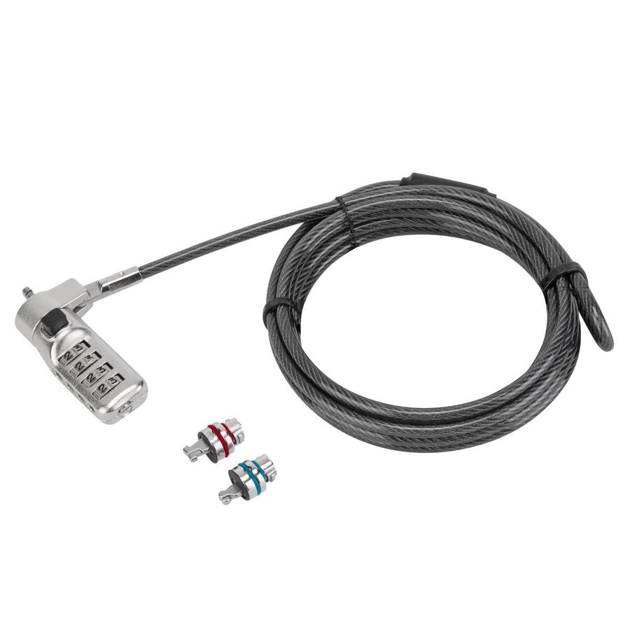 Targus DEFCON® 3-in-1 Universeel Combinatie Kabelslot – ASP86RGL – Resetbaar slot met 3 verwisselbare koppen-2