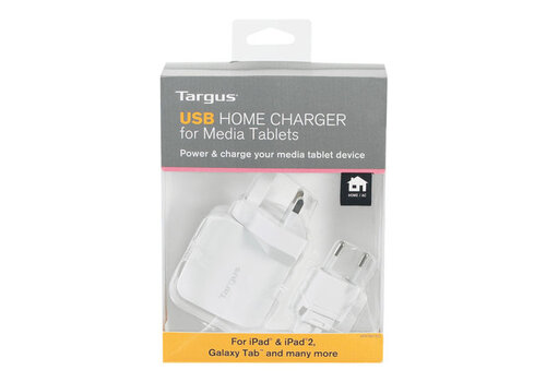 Targus USB Home Charger voor Media Tablets – APA1601EU – Compacte USB-voedingsadapter met EU/UK-stekkers 