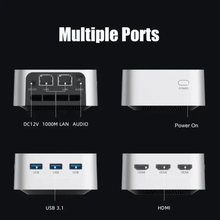Zazitec T8-Plus Mini PC – Intel Alder Lake-N100 – 8GB RAM – 256GB SSD-5
