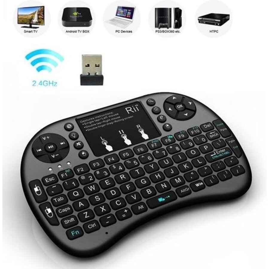 Rii i8 Plus Mini Draadloos Toetsenbord met Touchpad en Achtergrondverlichting – 2.4GHz USB-6