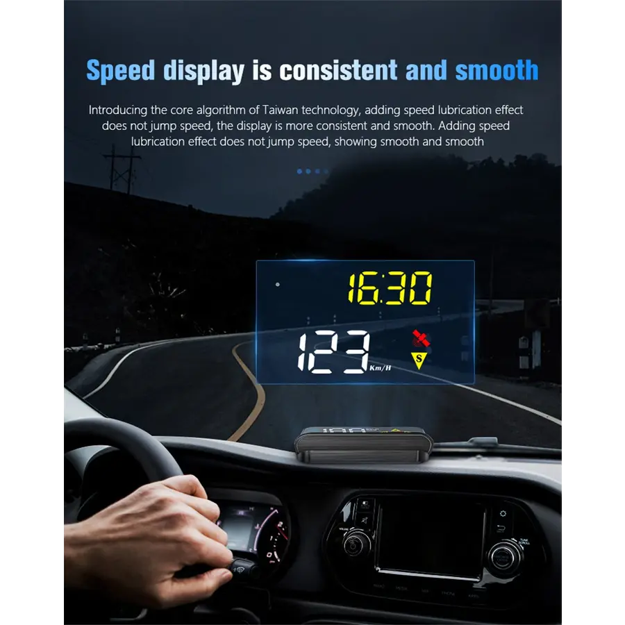 M17 HUD Head-Up Display – OBD2 + GPS Dual System – Snelheidsmeter, RPM, Temperatuur, Spanningsweergave – Universeel voor Auto's-4