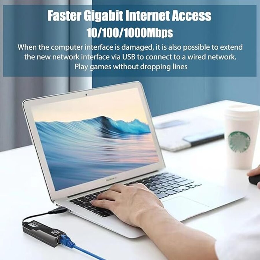 GLAABIT USB 3.0 naar Ethernet Adapter – Gigabit Netwerkadapter 10/100/1000 Mbps-5