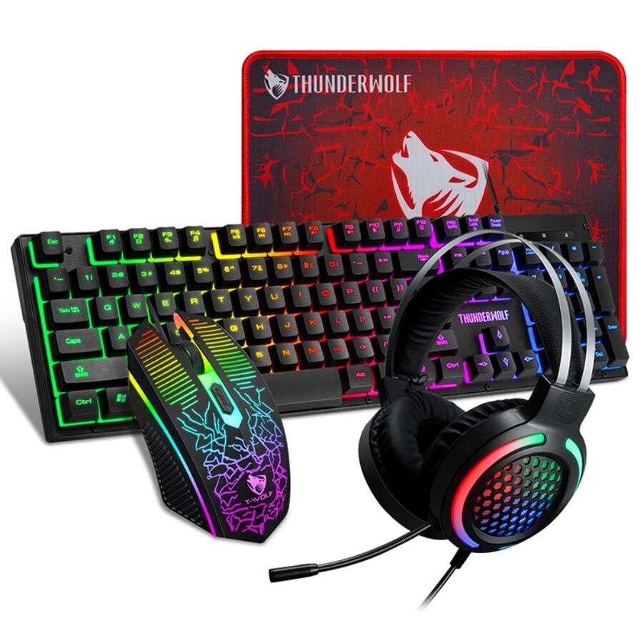 T-WOLF TF400 4-in-1 Gaming Set – RGB Toetsenbord, Muis, Headset en Muismat-1