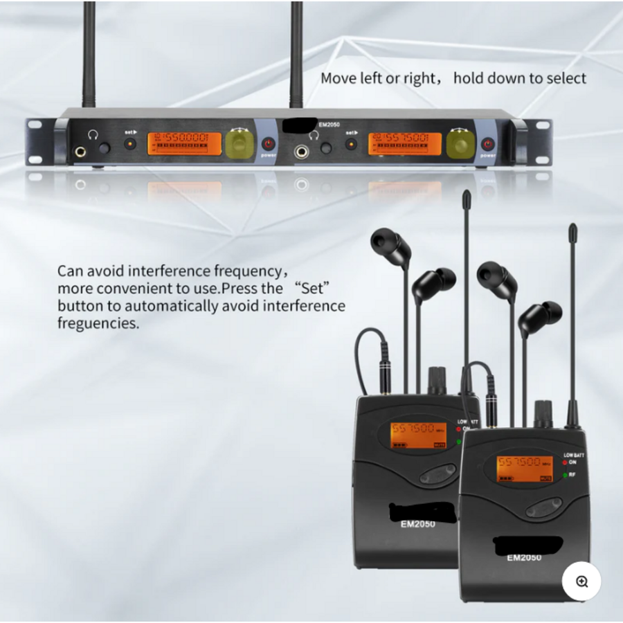 Zazitec Wireless In-Ear Monitor System EM2050 – 1 Transmitter + 2 Headset Receivers-5